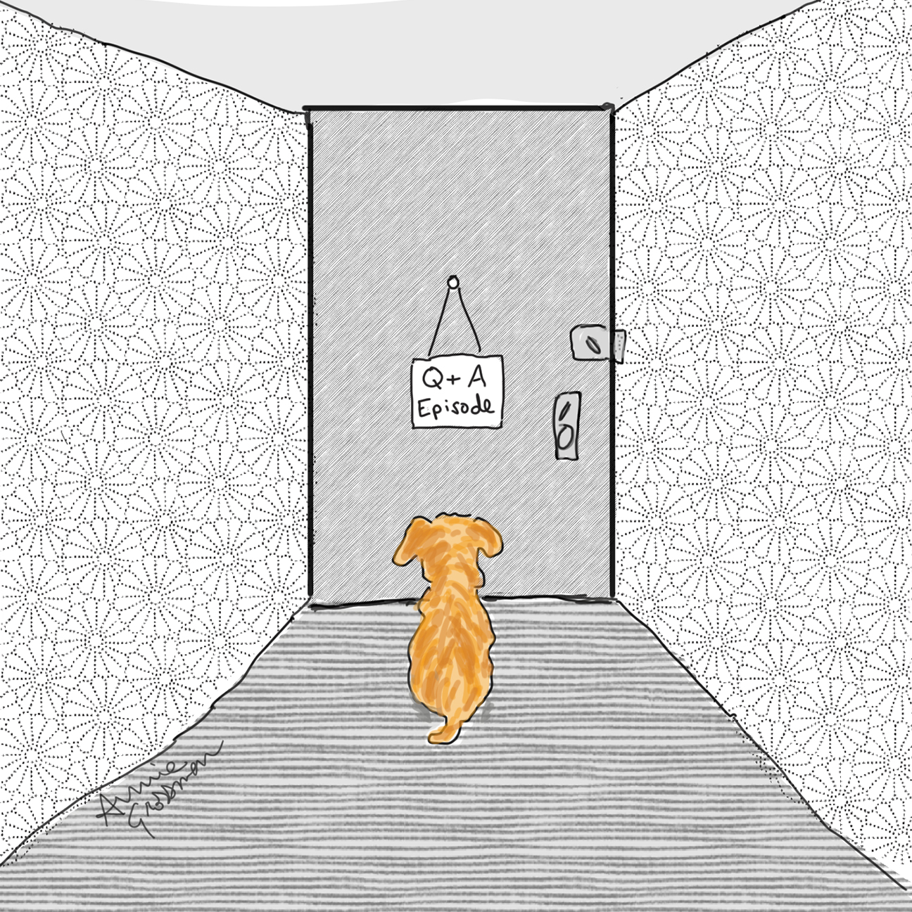 dog training q and a drawing by annie grossman